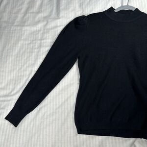 Cielo Woman’s Sz XL Mock Neck Puff Sleeve Sweater True Black Preppy Office Basic